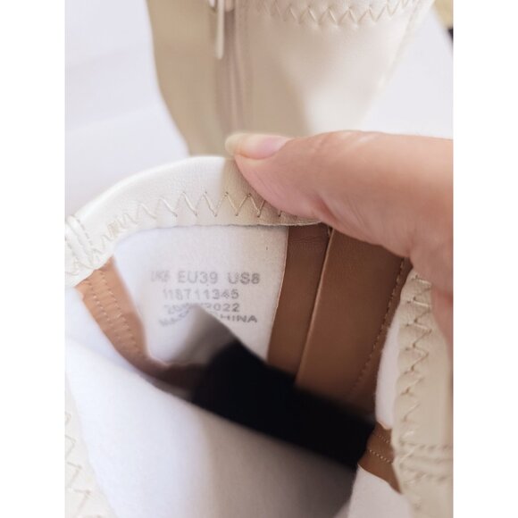 ASOS DESIGN Reverse Mid Heeled White Ivory Platform 80s 70s Sock Boots Shoes 8 - Picture 11 of 12